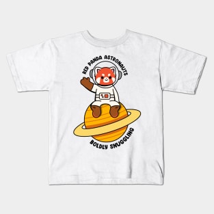 Red panda astronauts boldly snuggling Kids T-Shirt